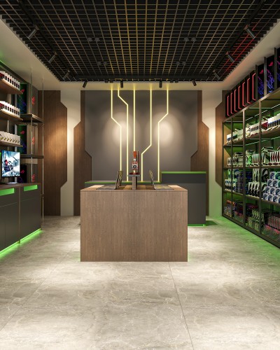 Интерьер магазина компьютеров в Себзаре.